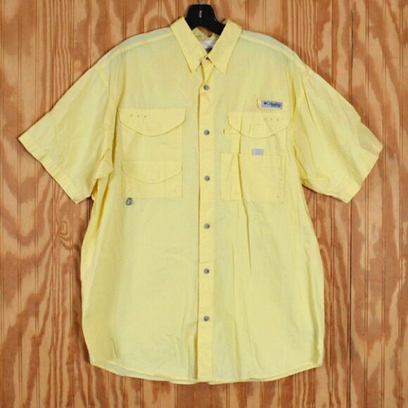 Columbia PFG Vented Fishing Shirt – Short Sleeve – Size M – Yellow - Picture 1 of 8